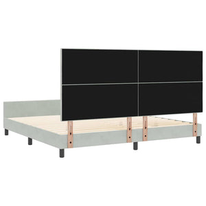 Κρεβάτι με ελατήρια Ανοιχτό γκρι 200 x 200 cm Βελούδο - Pakobazaar