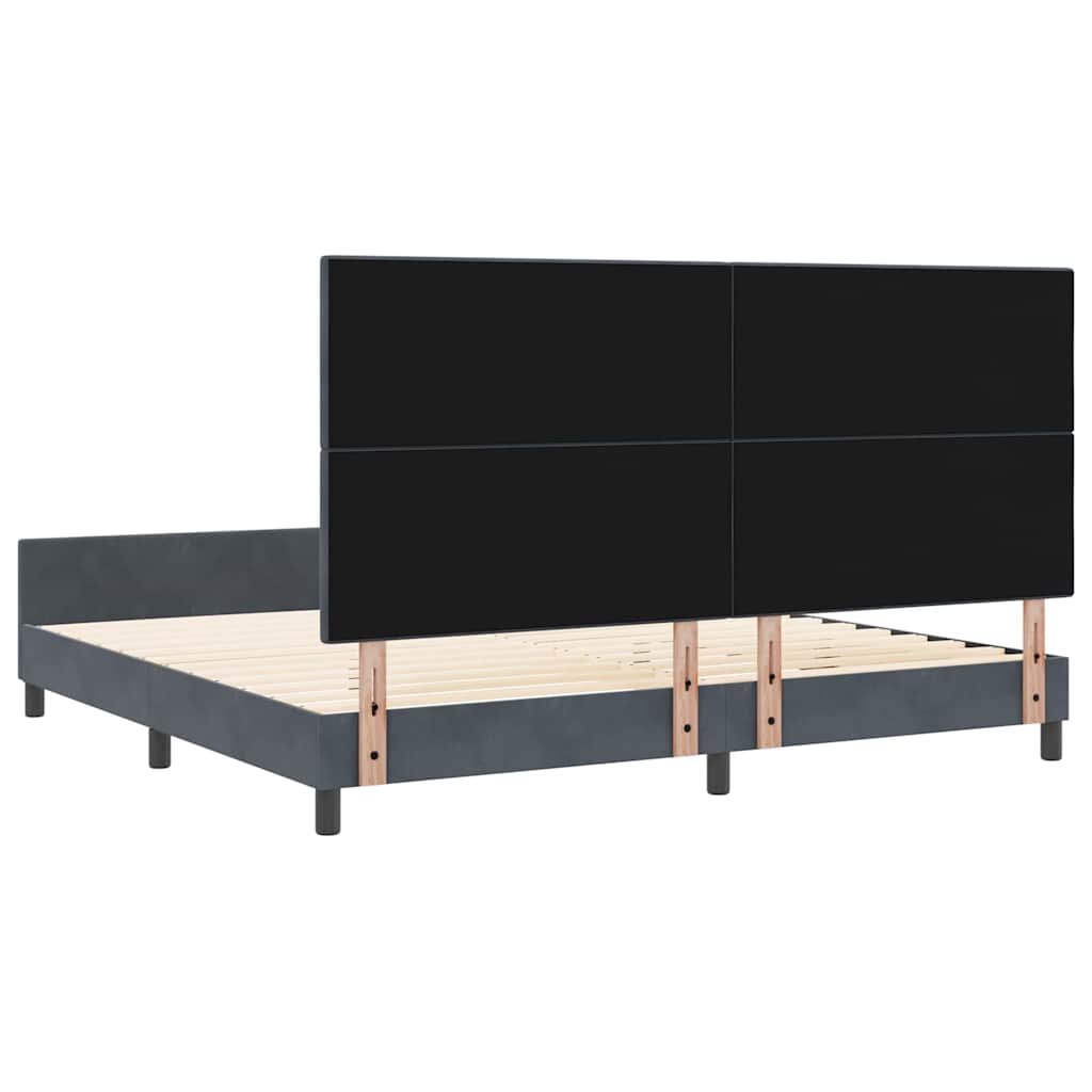 Κρεβάτι με ελατήρια Σκούρο γκρι 200 x 200 cm Βελούδο - Pakobazaar