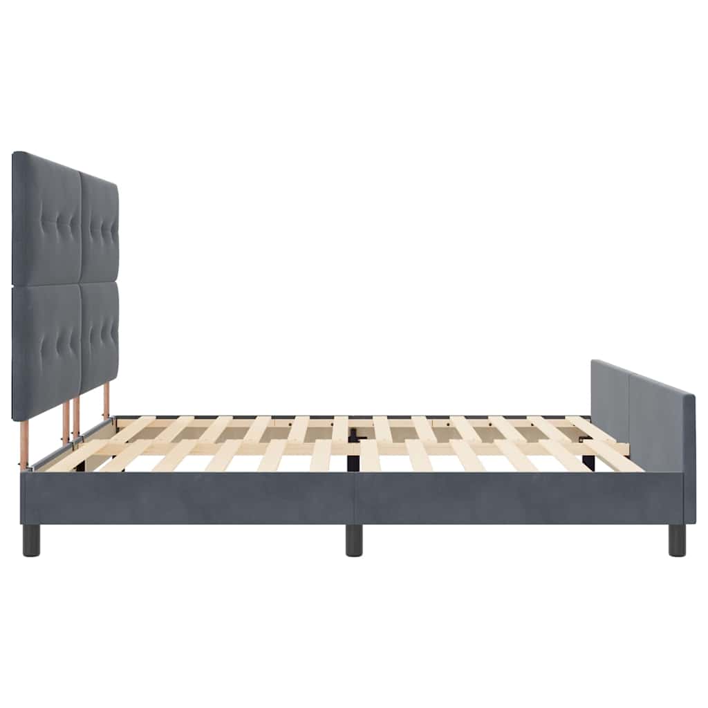 Κρεβάτι με ελατήρια Σκούρο γκρι 200 x 200 cm Βελούδο - Pakobazaar