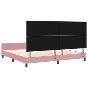Κρεβάτι με ελατήρια με κεφαλάρι Ροζ 200 x 200 cm Βελούδο - Pakobazaar