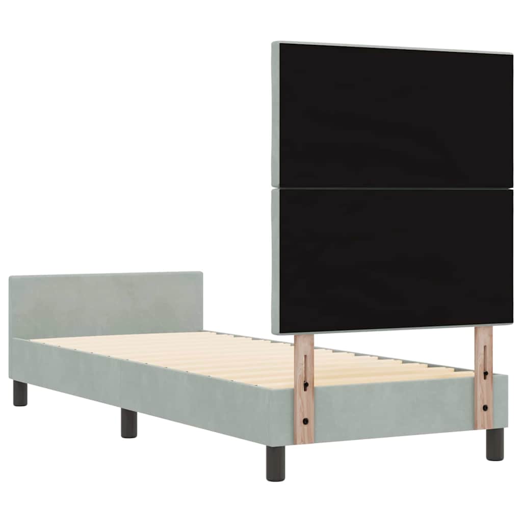 Κρεβάτι με ελατήρια Ανοιχτό γκρι 80 x 200 cm Βελούδο - Pakobazaar