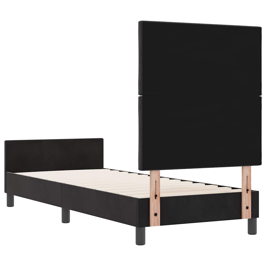 Κρεβάτι με ελατήρια με κεφαλάρι Μαύρο 80 x 200 cm Βελούδο - Pakobazaar