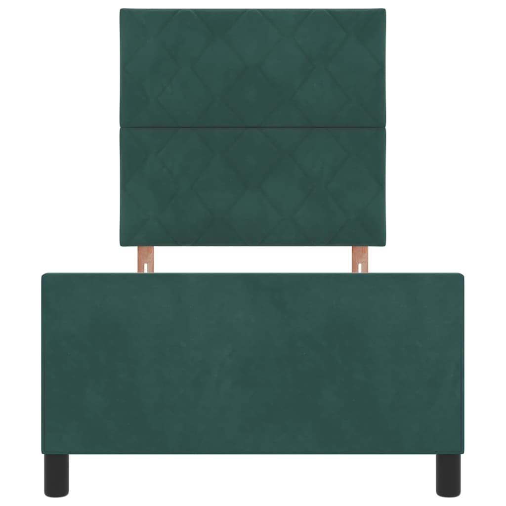 Κρεβάτι με ελατήρια Σκούρο Πράσινο 90 x 190 cm Βελούδο - Pakobazaar
