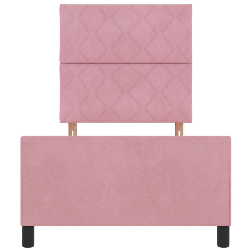 Κρεβάτι με ελατήρια με κεφαλάρι Ροζ 90 x 190 cm Βελούδο - Pakobazaar