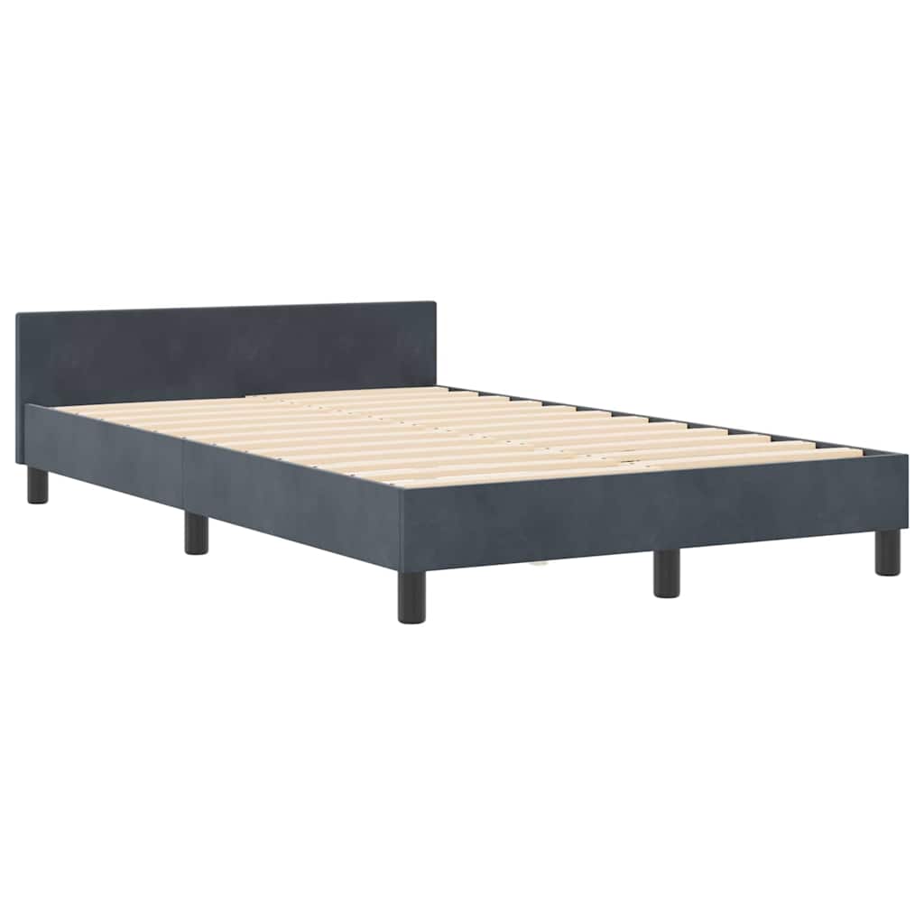 Κρεβάτι με ελατήρια Σκούρο γκρι 120 x 190 cm Βελούδο - Pakobazaar