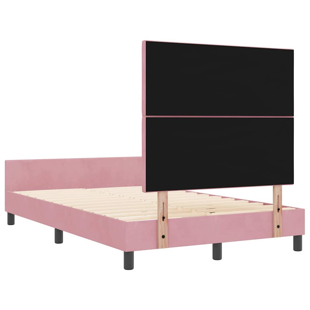 Κρεβάτι με ελατήρια με κεφαλάρι Ροζ 120 x 190 cm Βελούδο - Pakobazaar