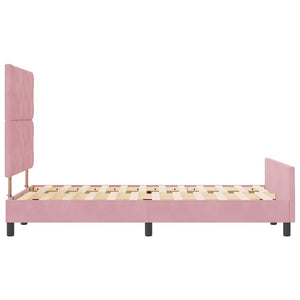 Κρεβάτι με ελατήρια με κεφαλάρι Ροζ 120 x 190 cm Βελούδο - Pakobazaar