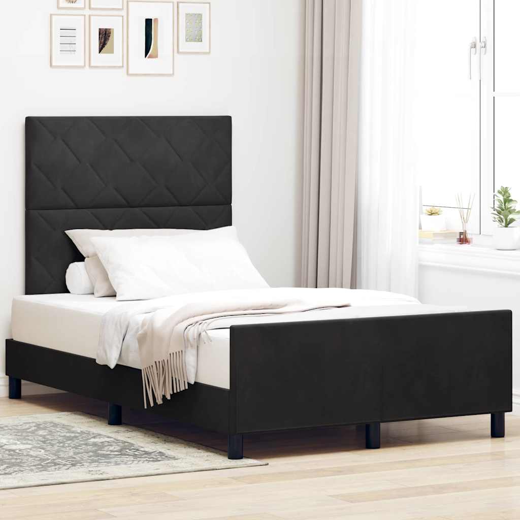Κρεβάτι με ελατήρια με κεφαλάρι Μαύρο 120 x 200 cm Βελούδο