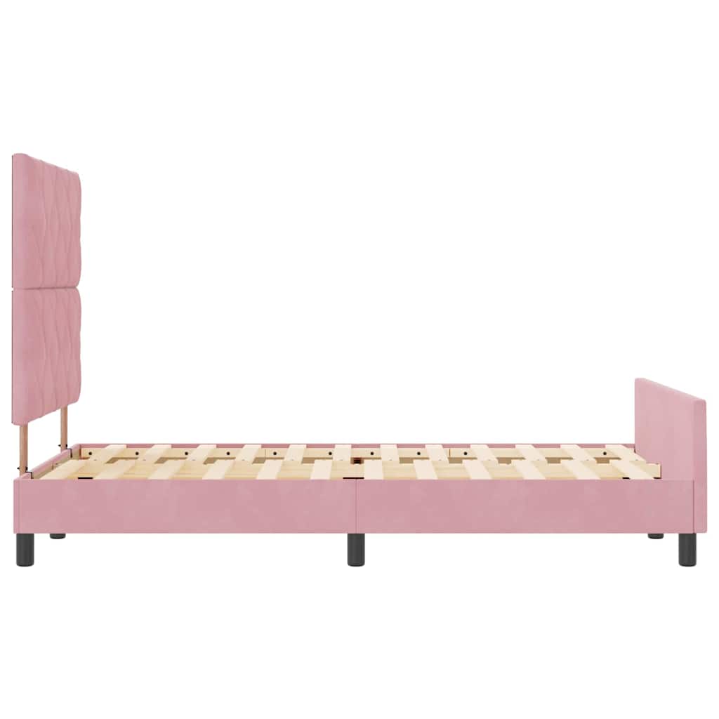 Κρεβάτι με ελατήρια με κεφαλάρι Ροζ 120 x 200 cm Βελούδο - Pakobazaar