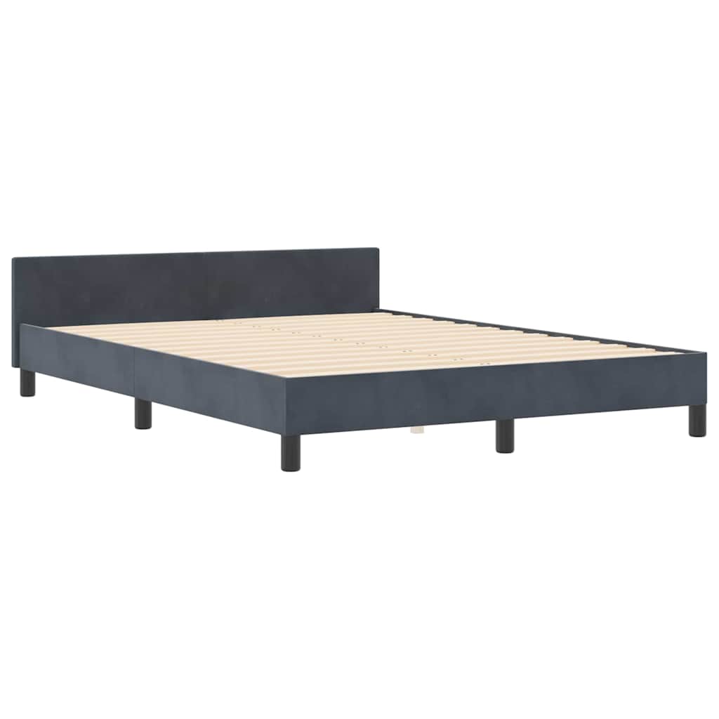 Κρεβάτι με ελατήρια Σκούρο γκρι 140 x 190 cm Βελούδο - Pakobazaar