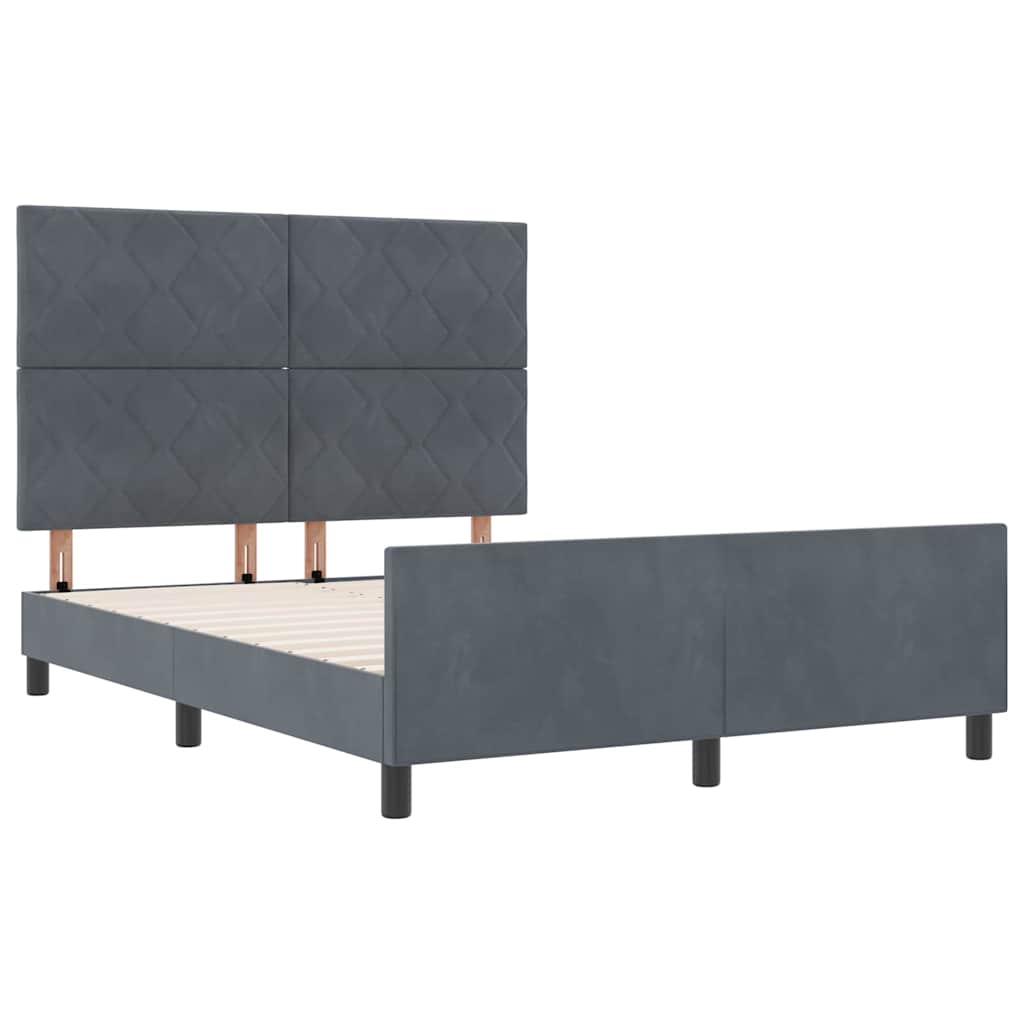 Κρεβάτι με ελατήρια Σκούρο γκρι 140 x 190 cm Βελούδο - Pakobazaar