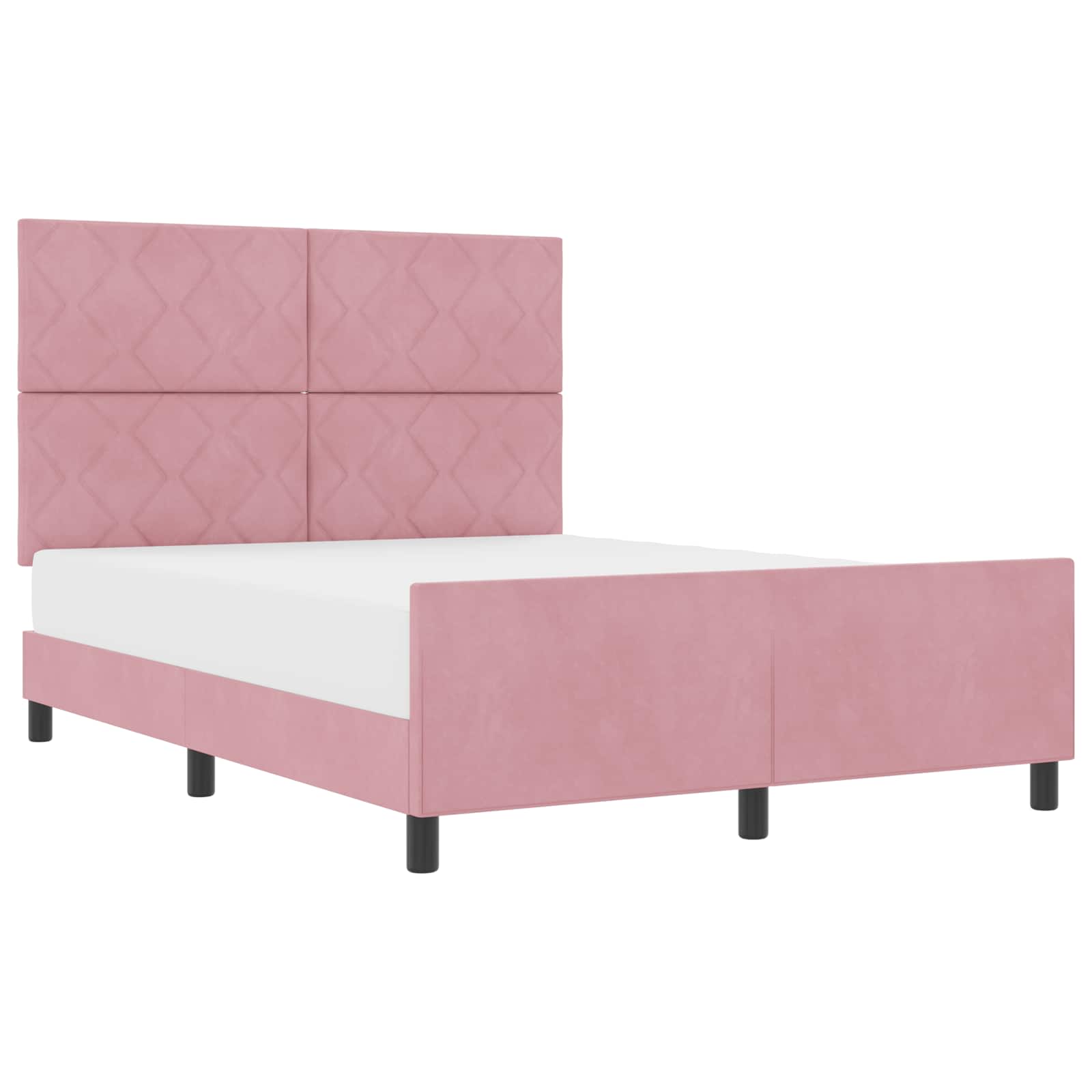 Κρεβάτι με ελατήρια με κεφαλάρι Ροζ 140 x 190 cm Βελούδο - Pakobazaar
