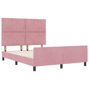 Κρεβάτι με ελατήρια με κεφαλάρι Ροζ 140 x 190 cm Βελούδο - Pakobazaar