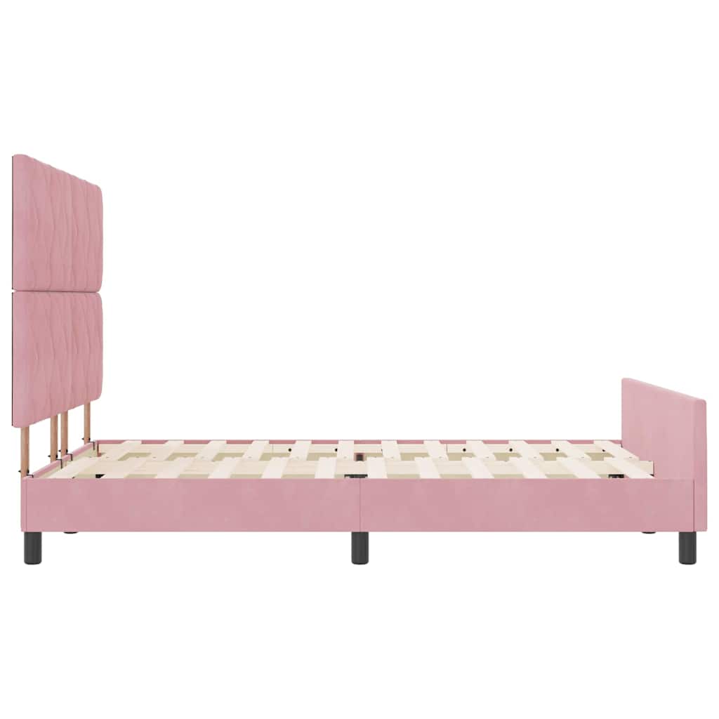 Κρεβάτι με ελατήρια με κεφαλάρι Ροζ 140 x 190 cm Βελούδο - Pakobazaar