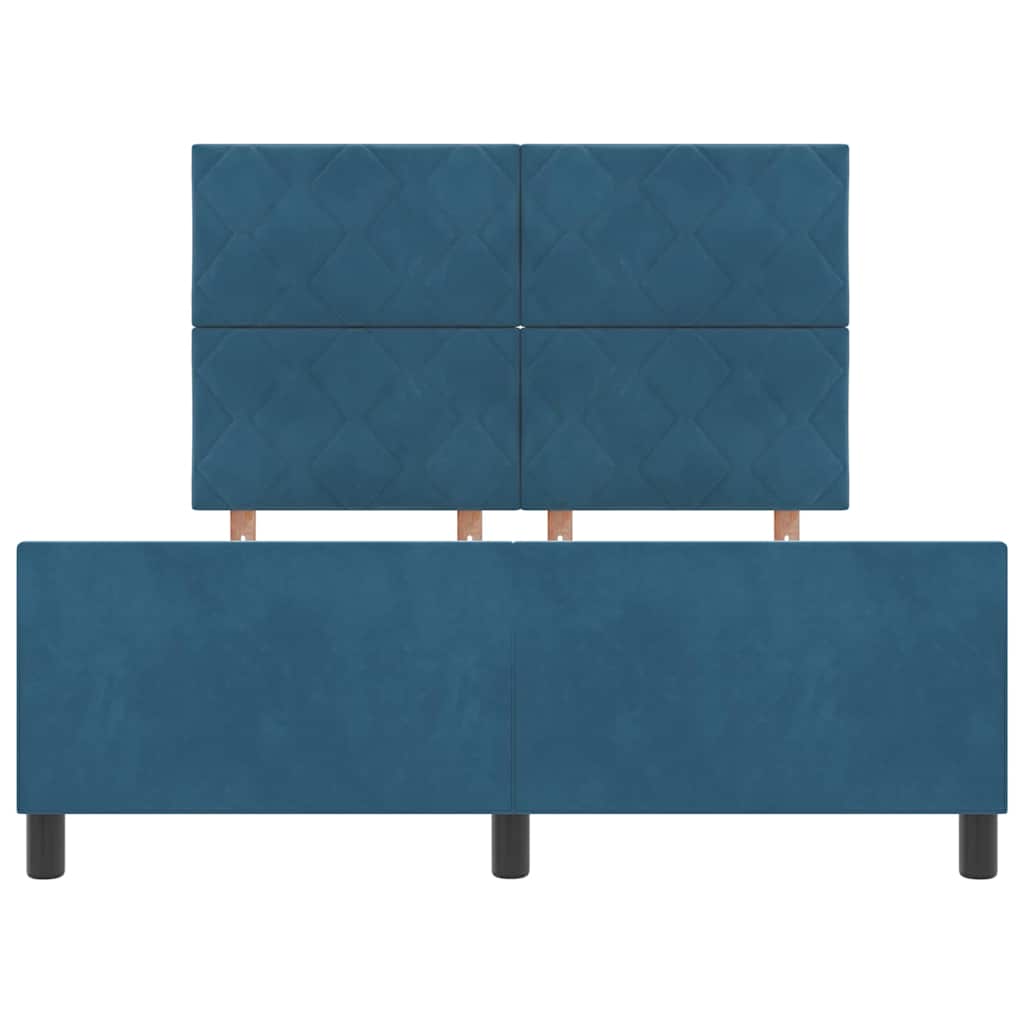 Κρεβάτι με ελατήρια Σκούρο Μπλε 140 x 200 cm Βελούδο - Pakobazaar