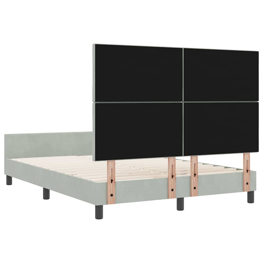 Κρεβάτι με ελατήρια Ανοιχτό γκρι 160 x 200 cm Βελούδο