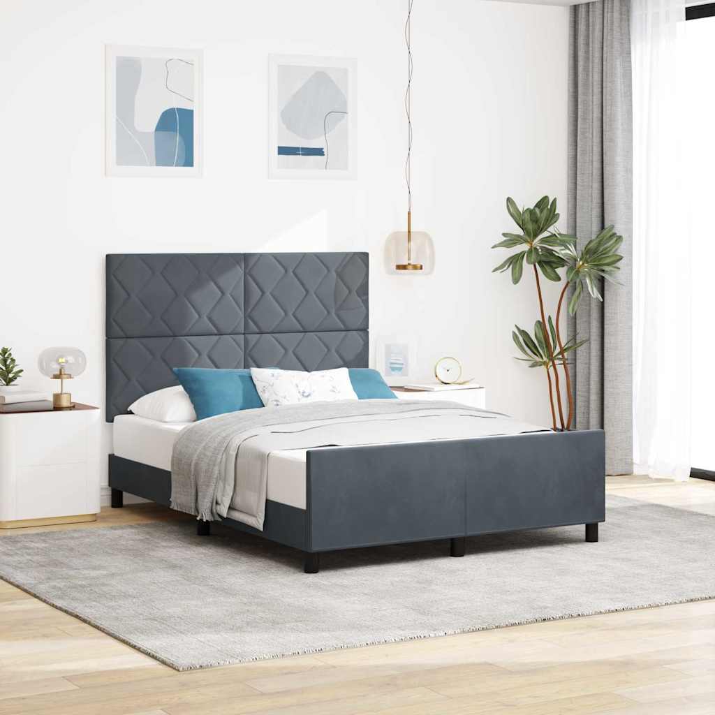 Κρεβάτι με ελατήρια Σκούρο γκρι 160 x 200 cm Βελούδο - Pakobazaar
