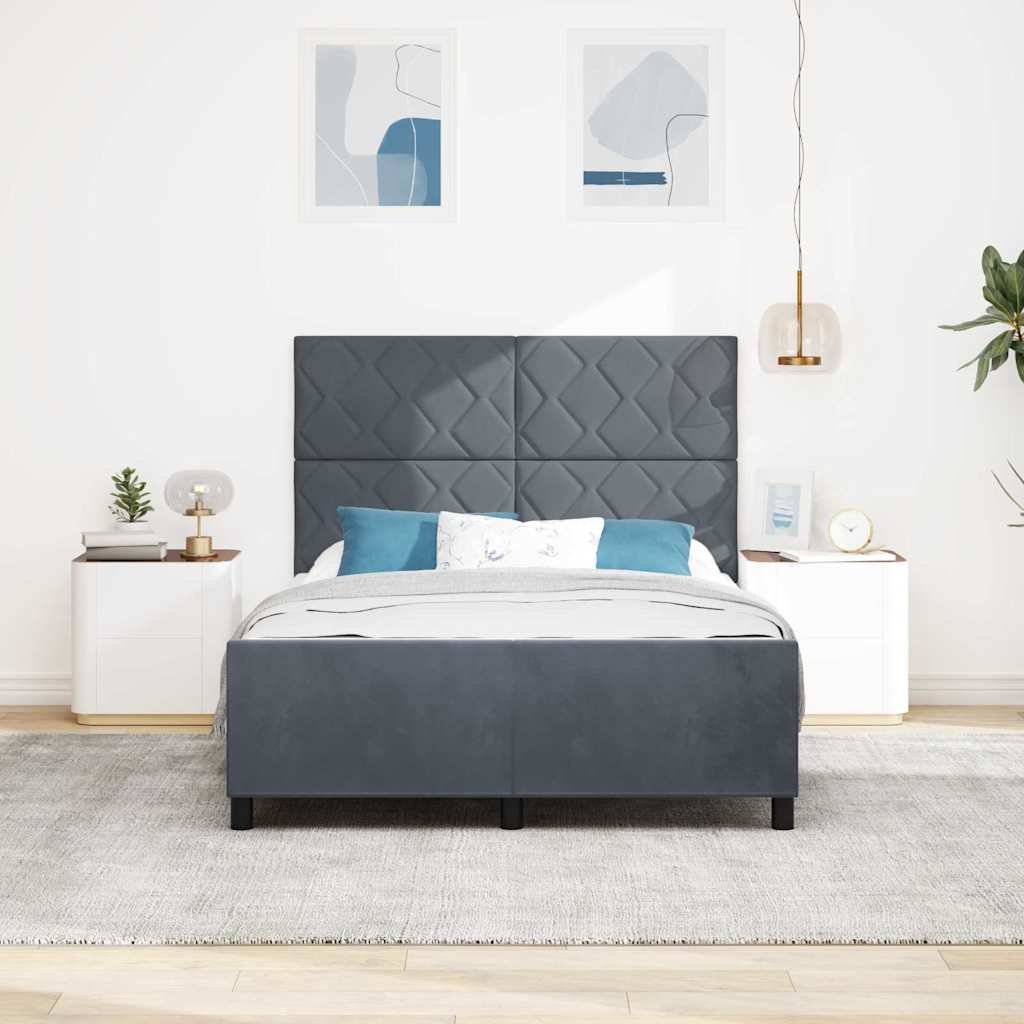 Κρεβάτι με ελατήρια Σκούρο γκρι 160 x 200 cm Βελούδο - Pakobazaar