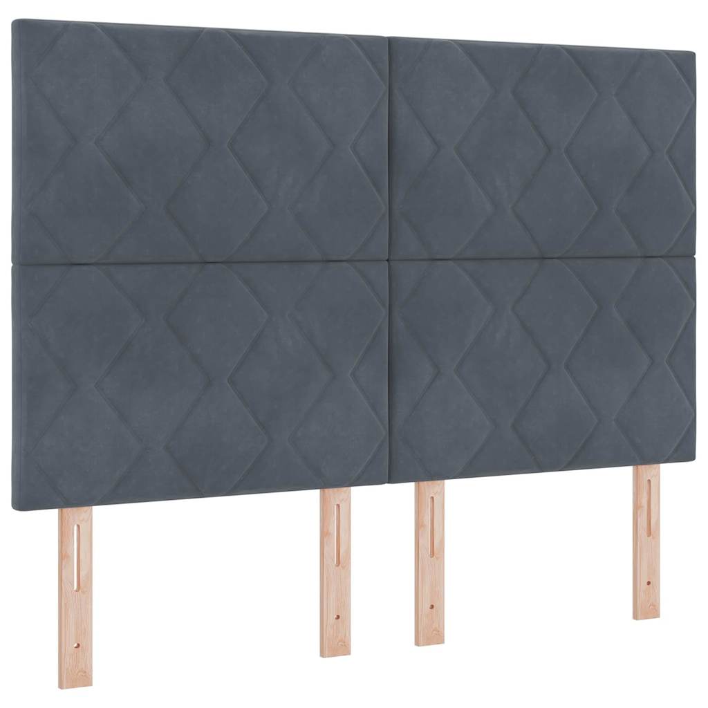 Κρεβάτι με ελατήρια Σκούρο γκρι 160 x 200 cm Βελούδο - Pakobazaar