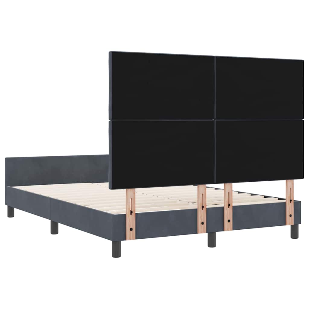 Κρεβάτι με ελατήρια Σκούρο γκρι 160 x 200 cm Βελούδο - Pakobazaar