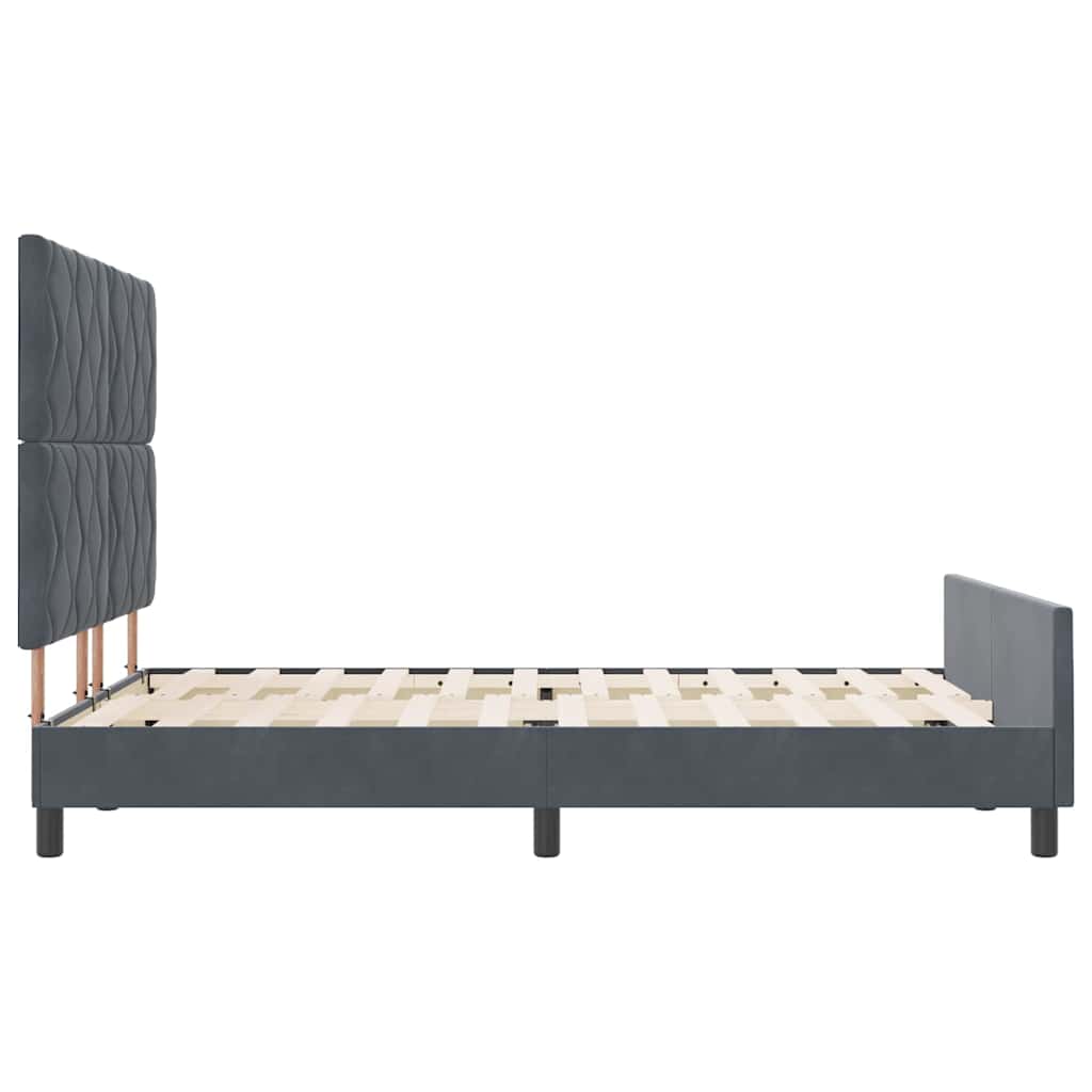 Κρεβάτι με ελατήρια Σκούρο γκρι 160 x 200 cm Βελούδο - Pakobazaar