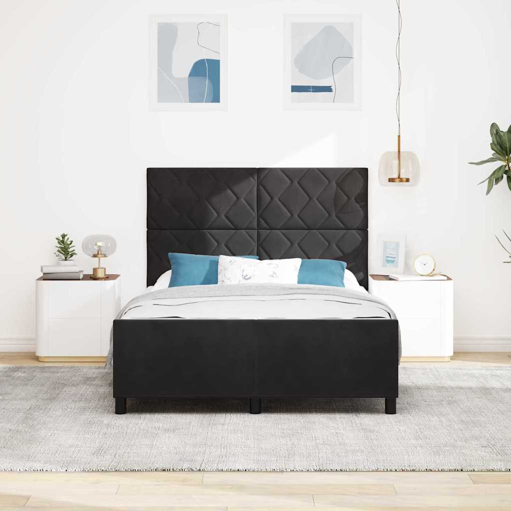 Κρεβάτι με ελατήρια με κεφαλάρι Μαύρο 160 x 200 cm Βελούδο - Pakobazaar