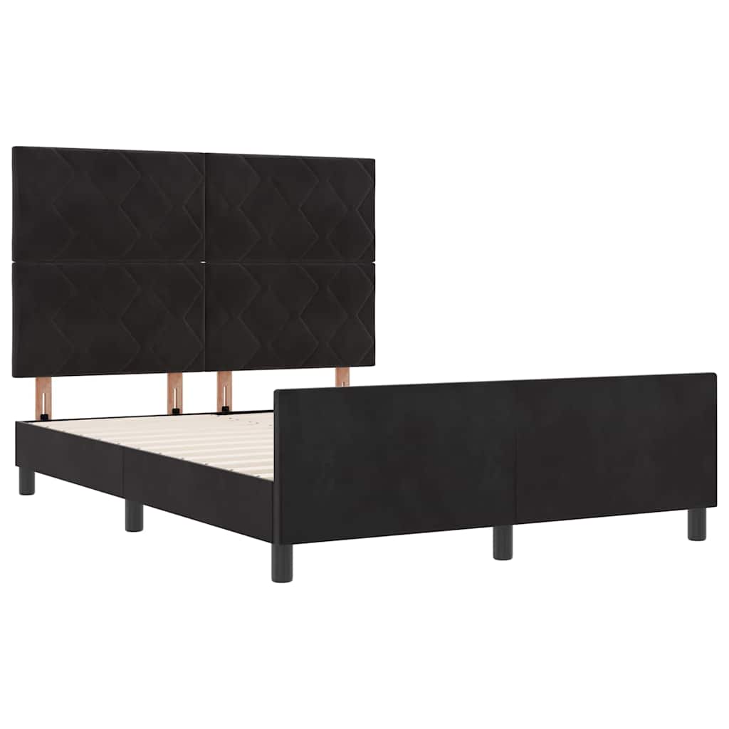 Κρεβάτι με ελατήρια με κεφαλάρι Μαύρο 160 x 200 cm Βελούδο - Pakobazaar