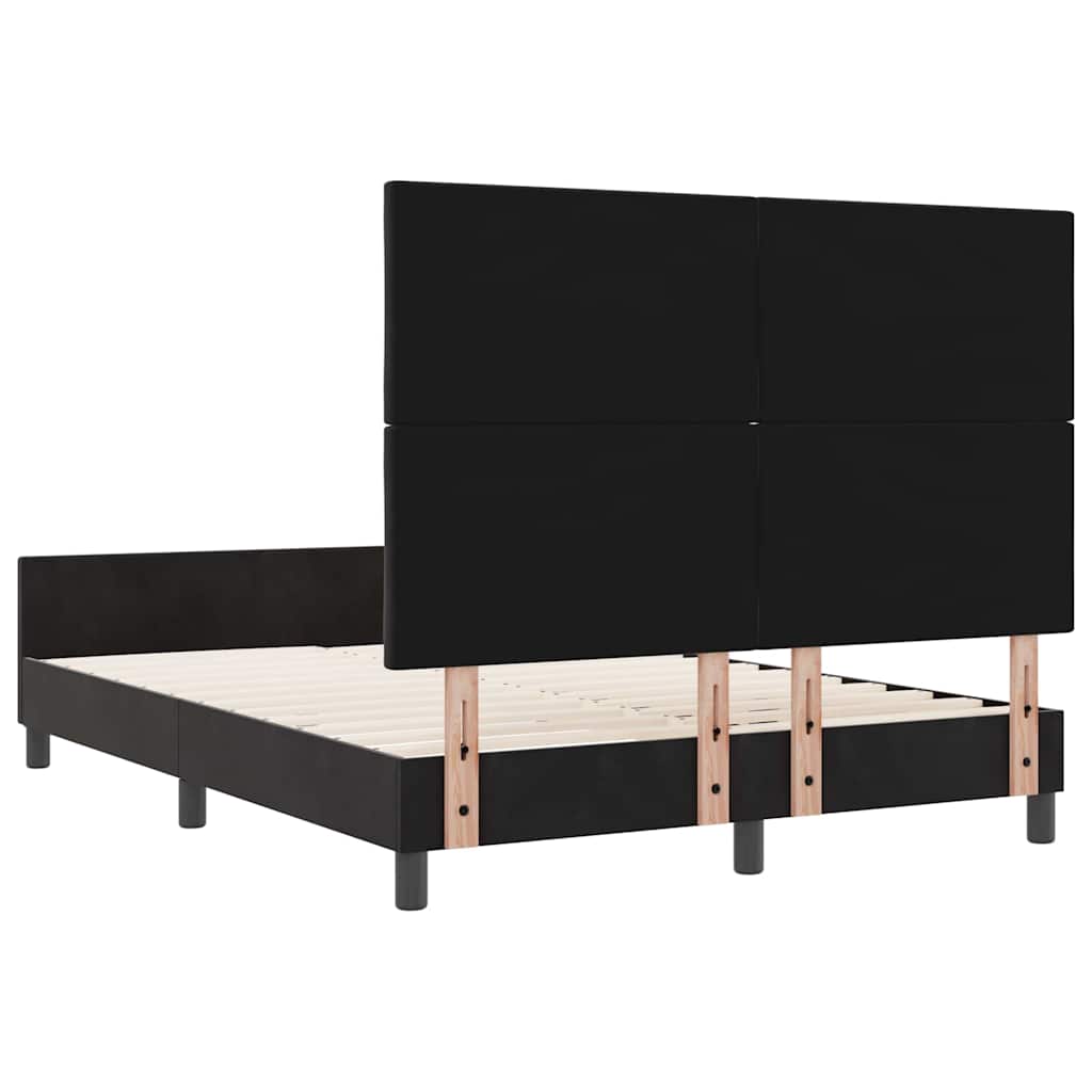 Κρεβάτι με ελατήρια με κεφαλάρι Μαύρο 160 x 200 cm Βελούδο - Pakobazaar