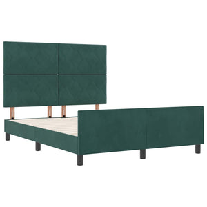 Κρεβάτι με ελατήρια Σκούρο Πράσινο 160 x 200 cm Βελούδο - Pakobazaar