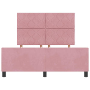 Κρεβάτι με ελατήρια με κεφαλάρι Ροζ 160 x 200 cm Βελούδο - Pakobazaar
