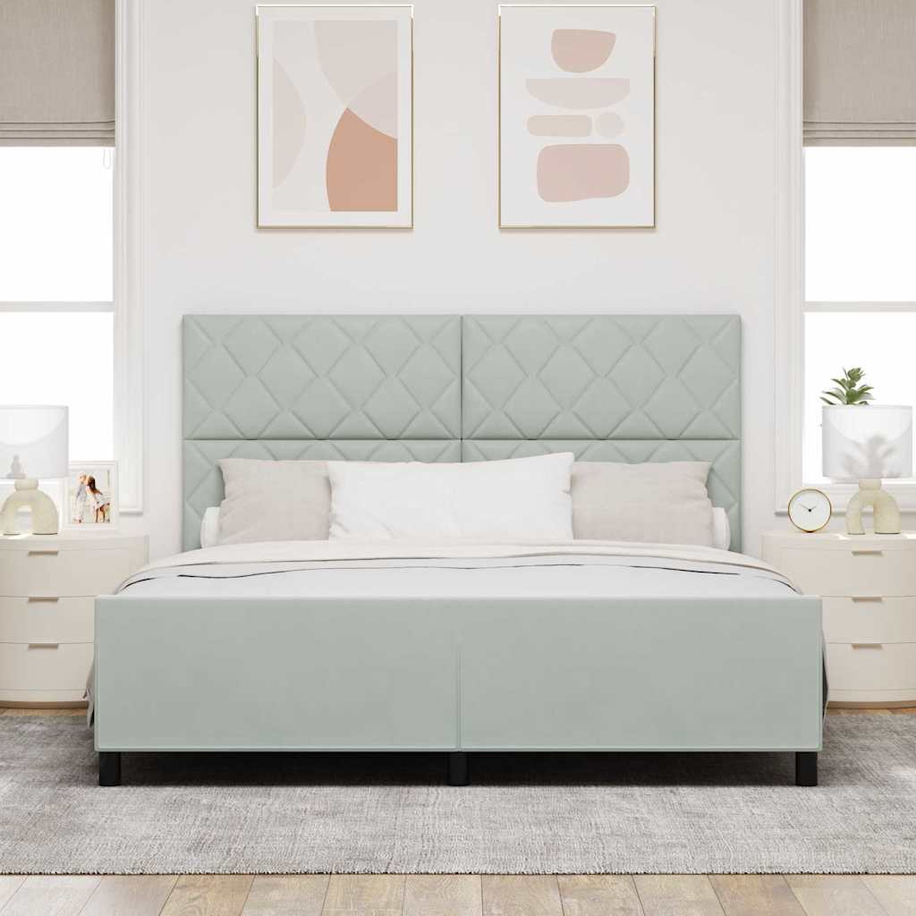 Κρεβάτι με ελατήρια Ανοιχτό γκρι 180 x 200 cm Βελούδο - Pakobazaar