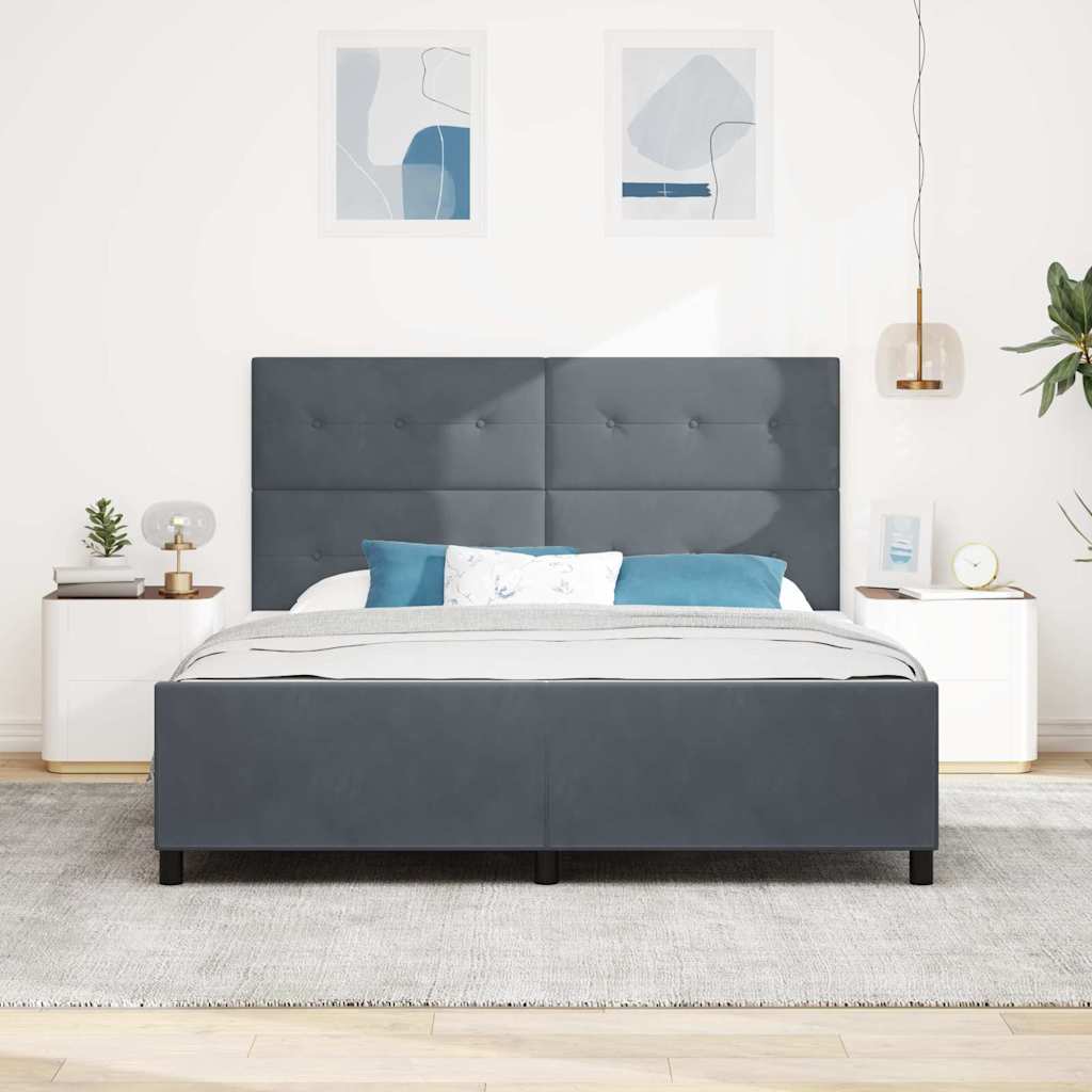Κρεβάτι με ελατήρια Σκούρο γκρι 180 x 200 cm Βελούδο - Pakobazaar