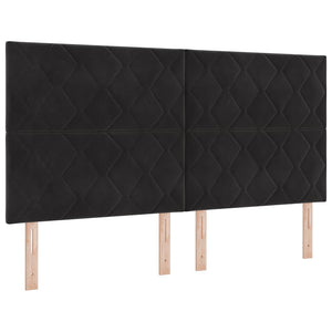 Κρεβάτι με ελατήρια με κεφαλάρι Μαύρο 180 x 200 cm Βελούδο - Pakobazaar