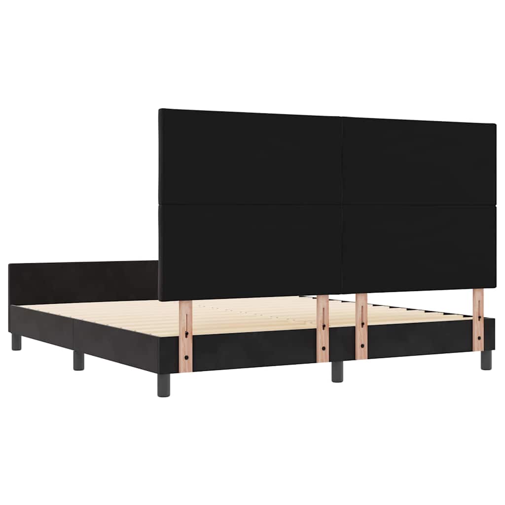 Κρεβάτι με ελατήρια με κεφαλάρι Μαύρο 180 x 200 cm Βελούδο - Pakobazaar