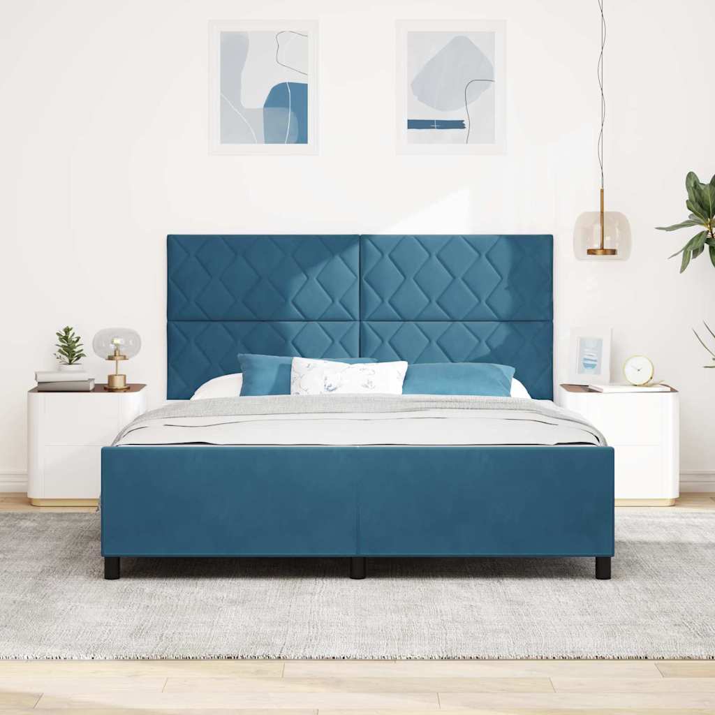 Κρεβάτι με ελατήρια Σκούρο Μπλε 180 x 200 cm Βελούδο