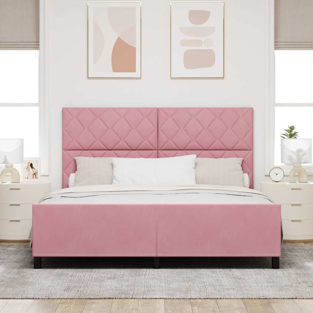 Κρεβάτι με ελατήρια με κεφαλάρι Ροζ 180 x 200 cm Βελούδο - Pakobazaar