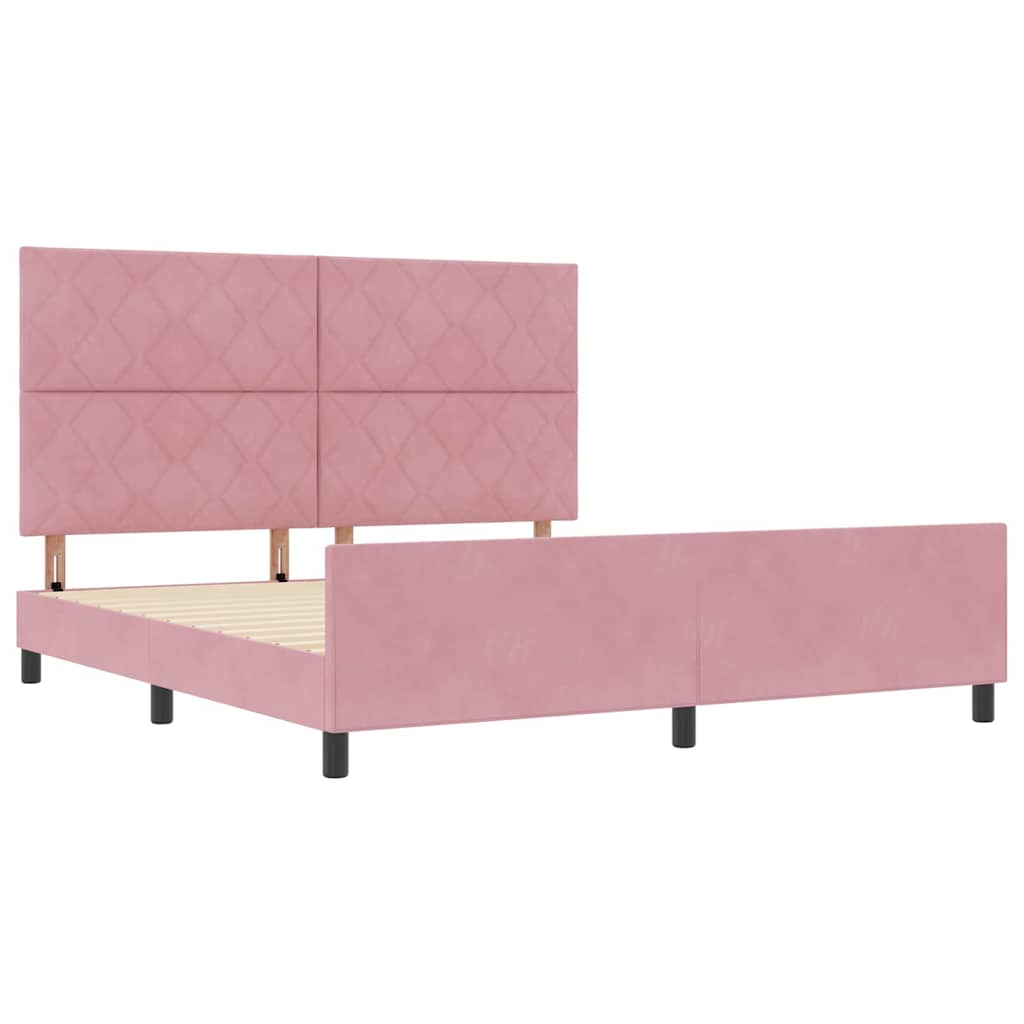 Κρεβάτι με ελατήρια με κεφαλάρι Ροζ 180 x 200 cm Βελούδο - Pakobazaar