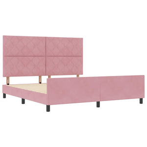 Κρεβάτι με ελατήρια με κεφαλάρι Ροζ 180 x 200 cm Βελούδο - Pakobazaar