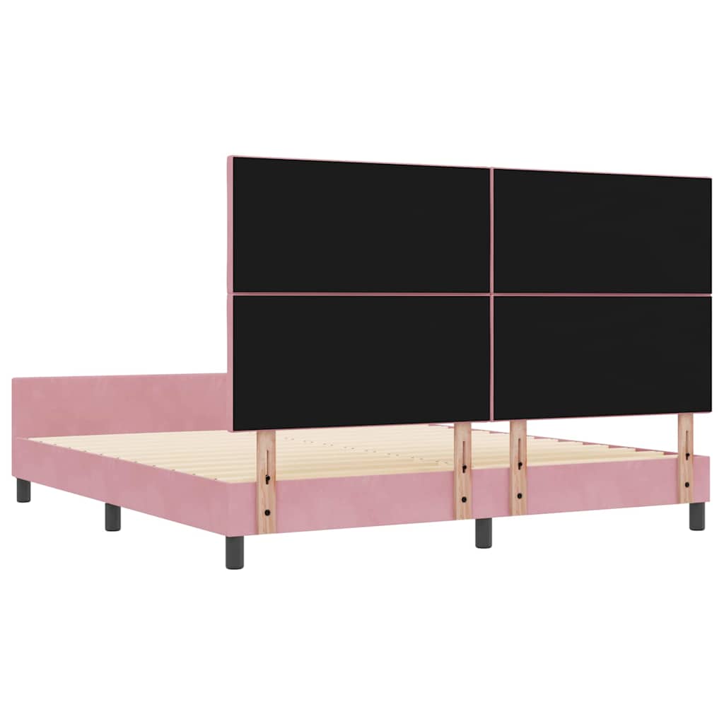 Κρεβάτι με ελατήρια με κεφαλάρι Ροζ 180 x 200 cm Βελούδο - Pakobazaar