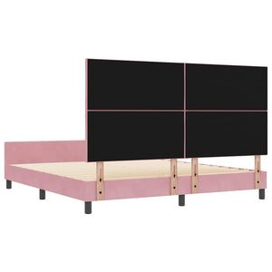 Κρεβάτι με ελατήρια με κεφαλάρι Ροζ 180 x 200 cm Βελούδο - Pakobazaar