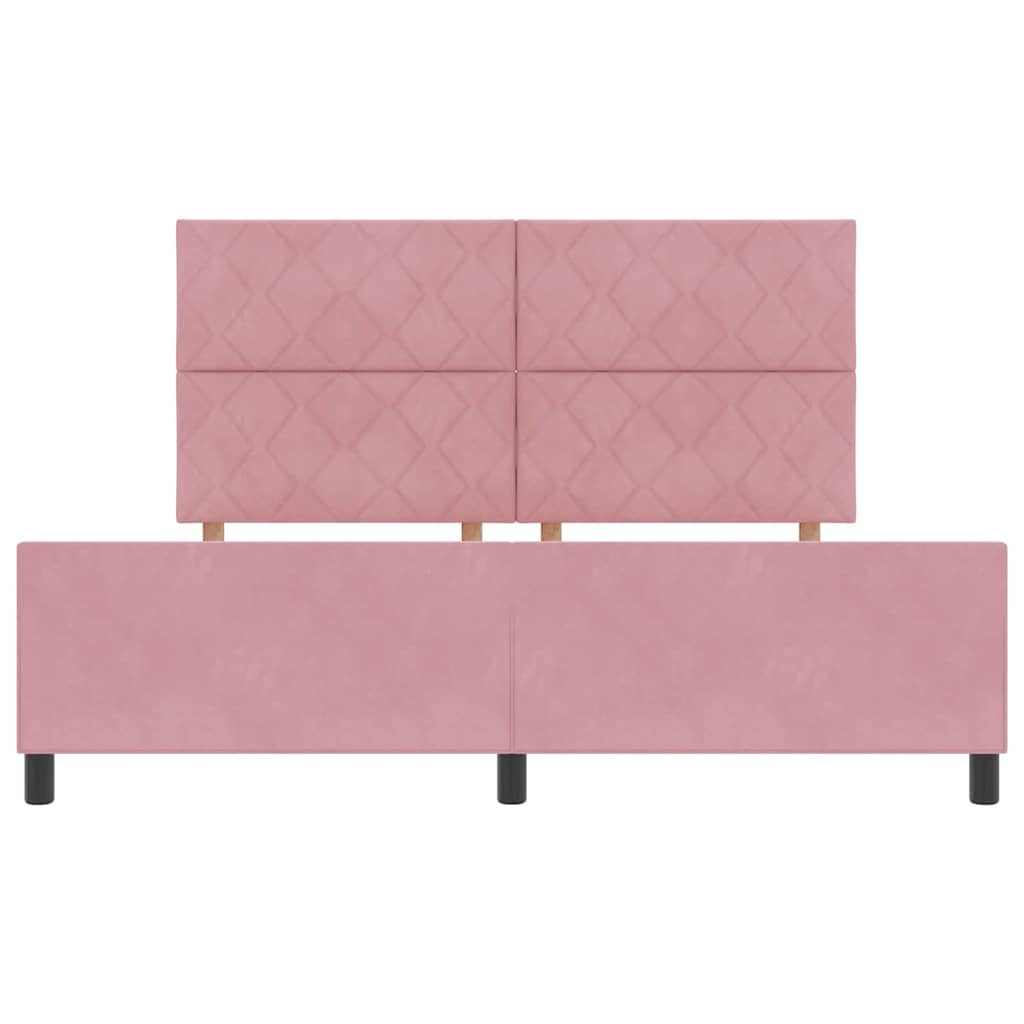 Κρεβάτι με ελατήρια με κεφαλάρι Ροζ 180 x 200 cm Βελούδο - Pakobazaar