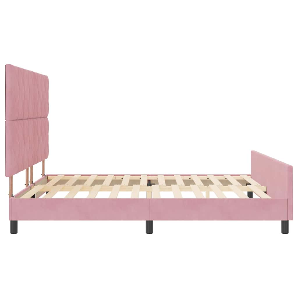 Κρεβάτι με ελατήρια με κεφαλάρι Ροζ 180 x 200 cm Βελούδο - Pakobazaar