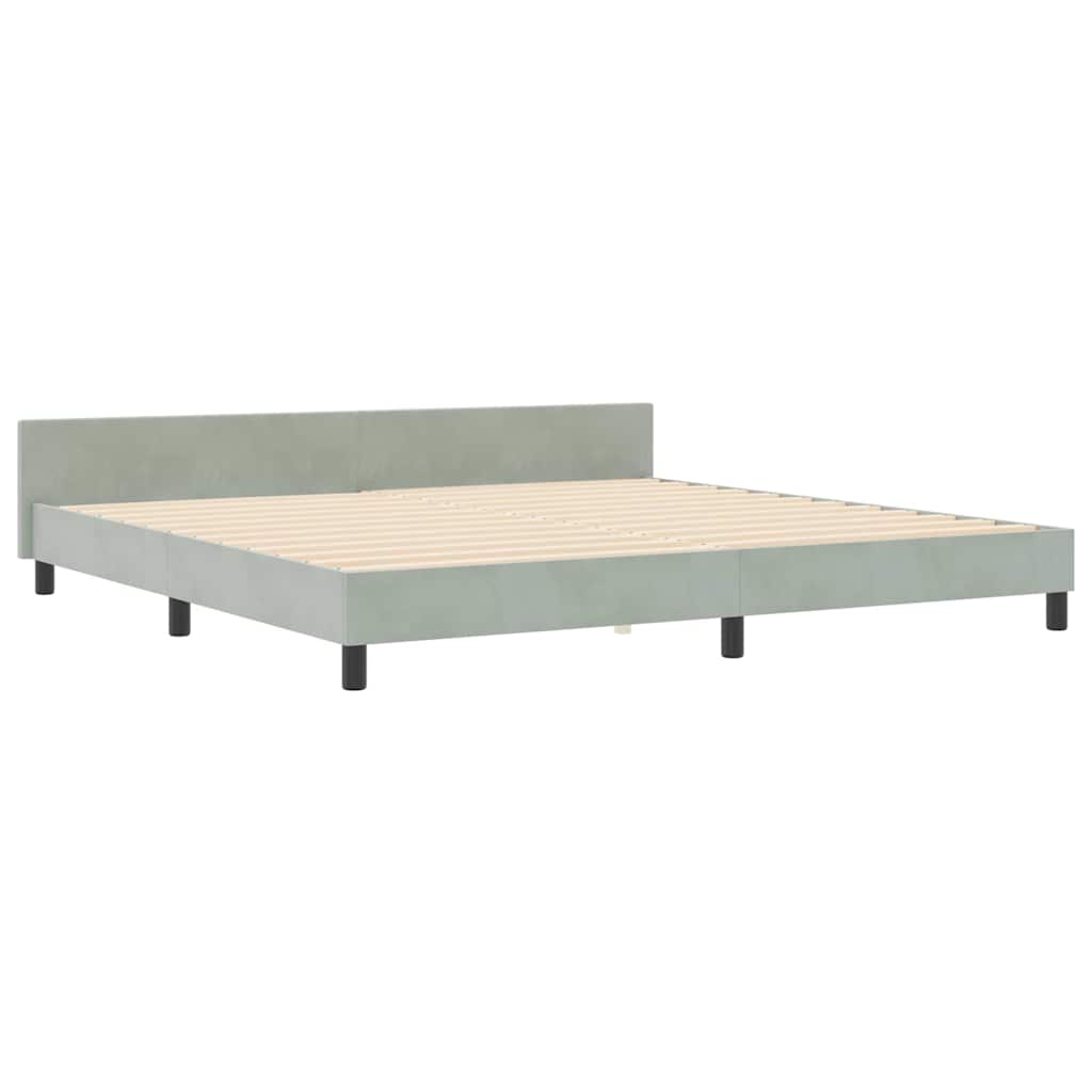 Κρεβάτι με ελατήρια Ανοιχτό γκρι 200 x 200 cm Βελούδο - Pakobazaar