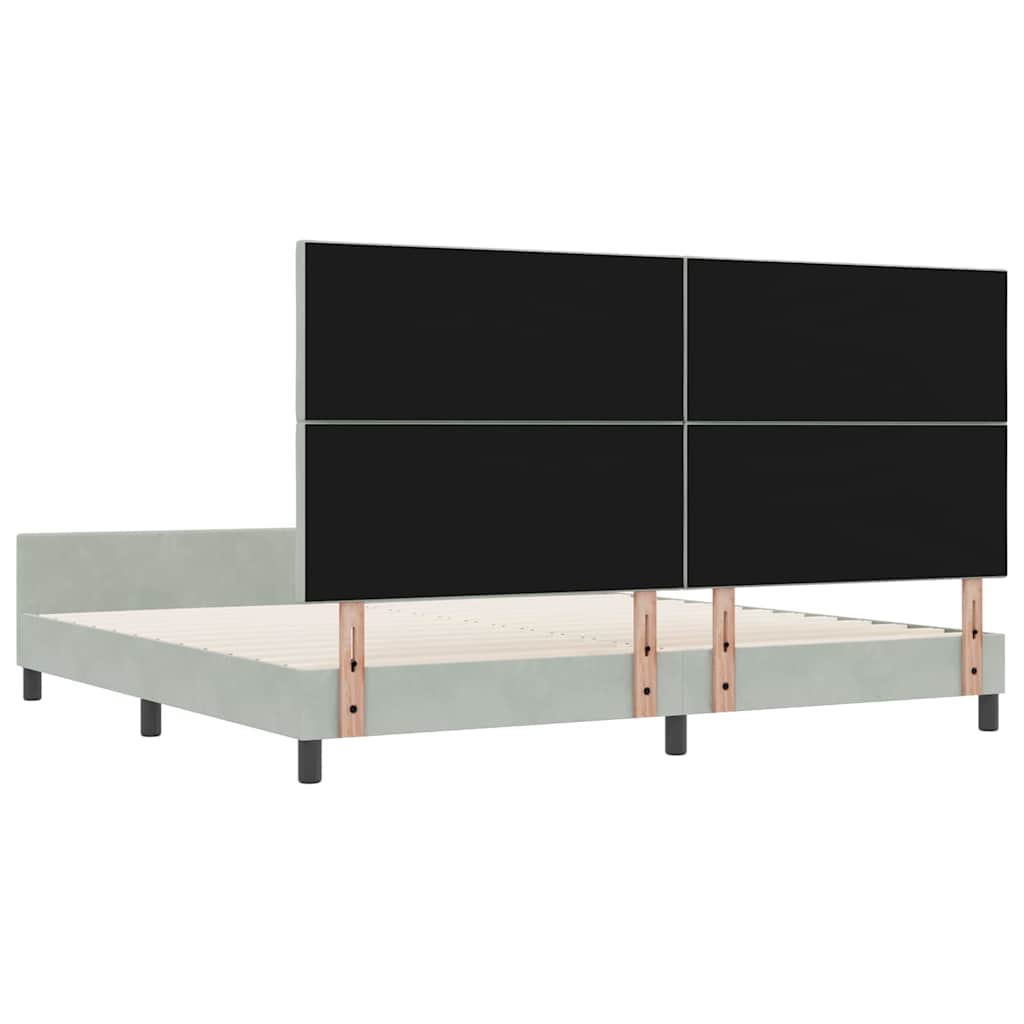 Κρεβάτι με ελατήρια Ανοιχτό γκρι 200 x 200 cm Βελούδο - Pakobazaar