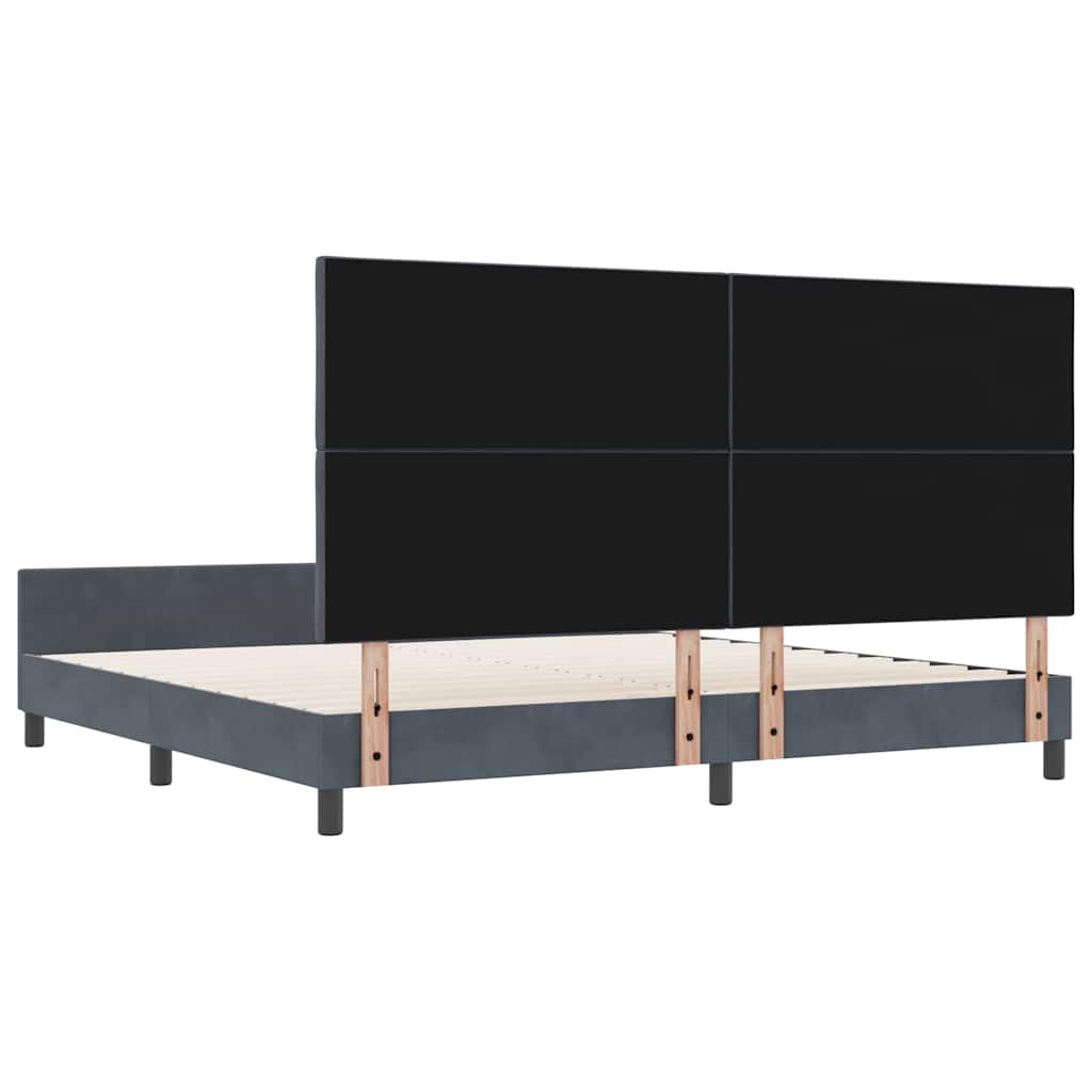 Κρεβάτι με ελατήρια Σκούρο γκρι 200 x 200 cm Βελούδο - Pakobazaar