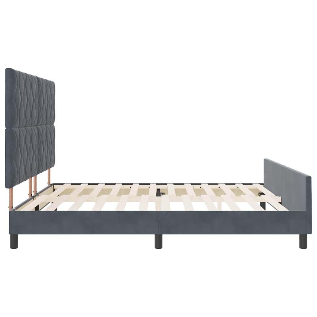 Κρεβάτι με ελατήρια Σκούρο γκρι 200 x 200 cm Βελούδο - Pakobazaar