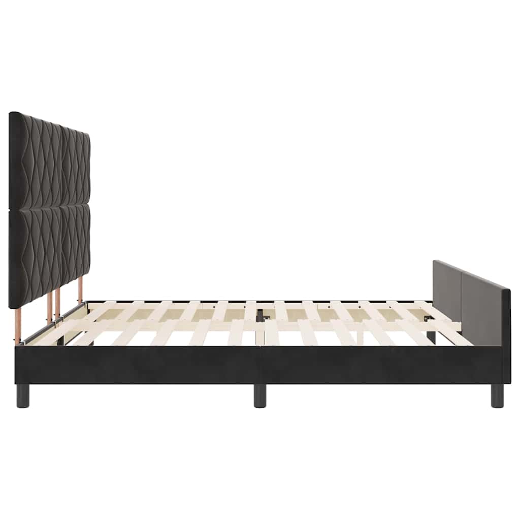 Κρεβάτι με ελατήρια με κεφαλάρι Μαύρο 200 x 200 cm Βελούδο - Pakobazaar