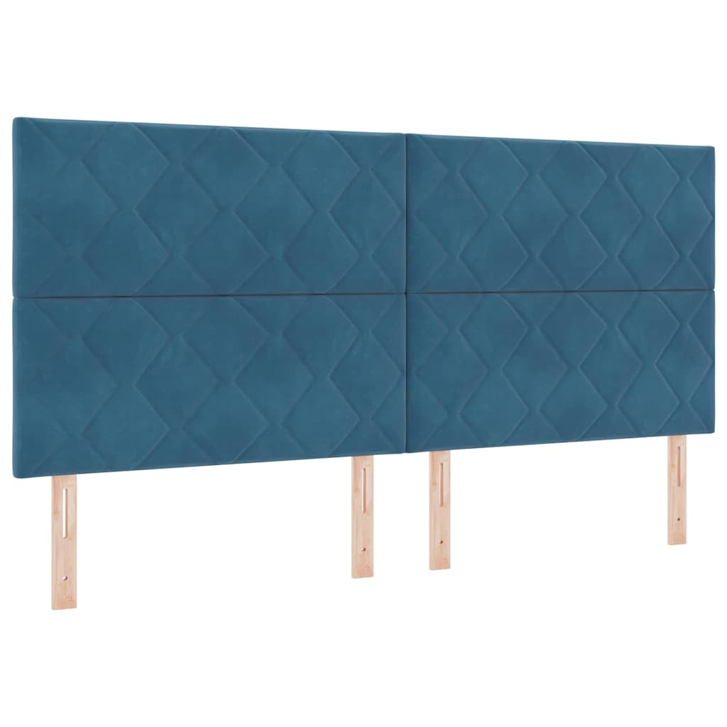 Κρεβάτι με ελατήρια Σκούρο Μπλε 200 x 200 cm Βελούδο - Pakobazaar