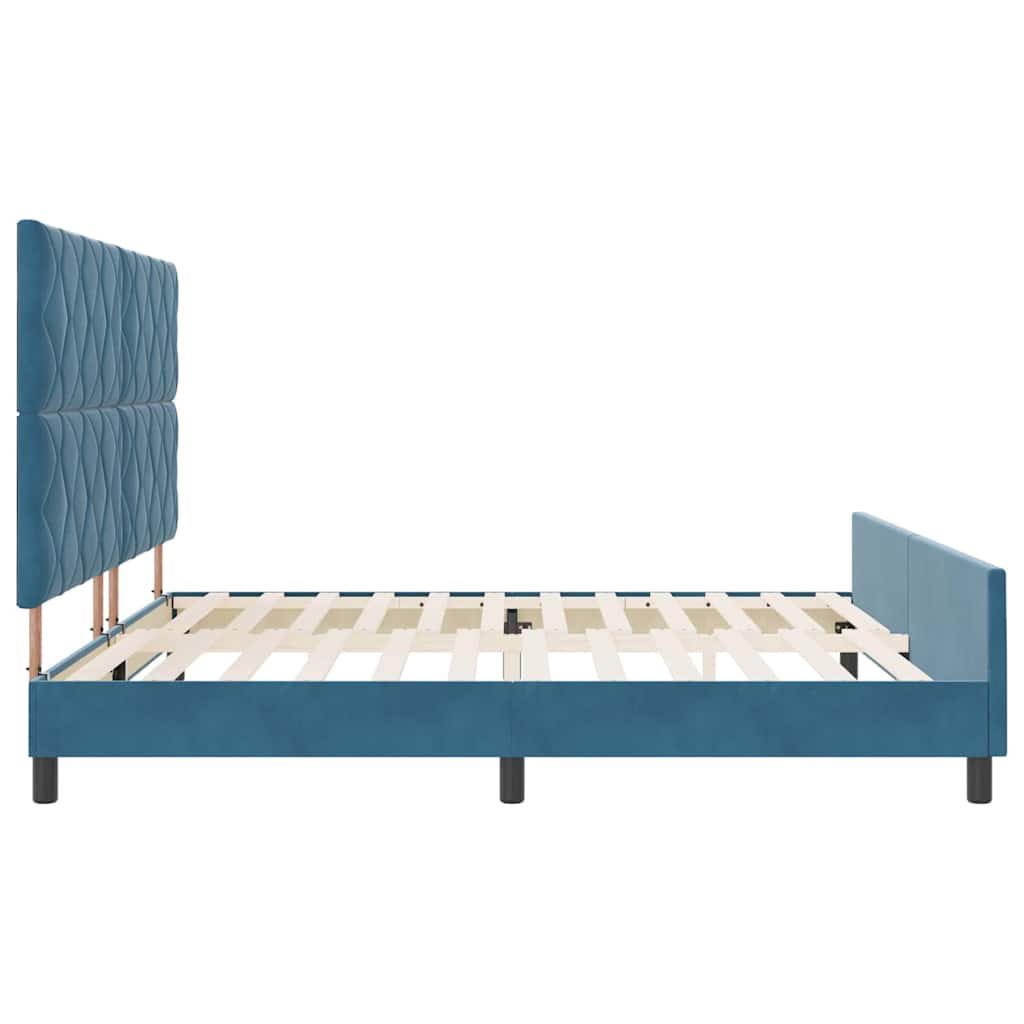 Κρεβάτι με ελατήρια Σκούρο Μπλε 200 x 200 cm Βελούδο - Pakobazaar