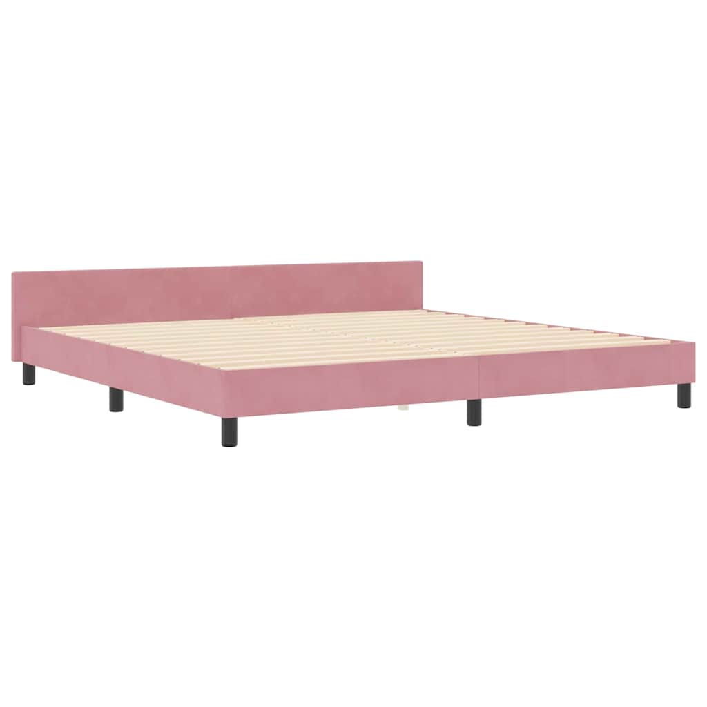 Κρεβάτι με ελατήρια με κεφαλάρι Ροζ 200 x 200 cm Βελούδο - Pakobazaar